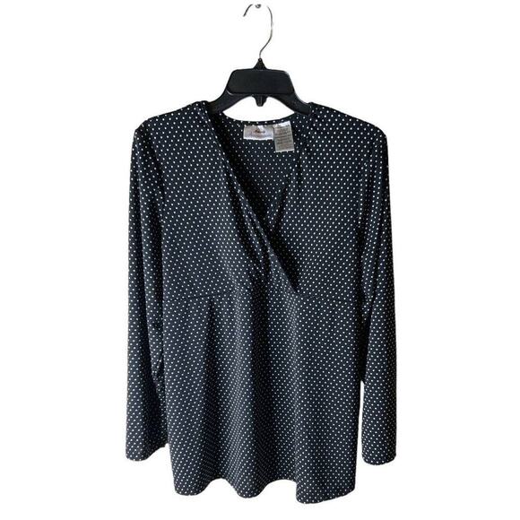 Announcements Maternity Top Women's Size Extra Large Polka Dot Wrap V-Neckline - Picture 3 of 6